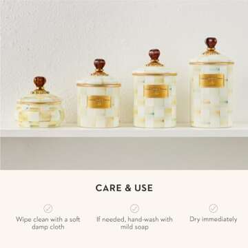 MacKenzie-Childs Large Parchment Check Enamel Canister