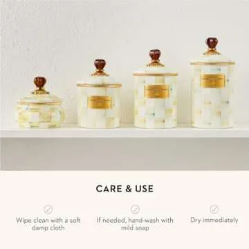 MacKenzie-Childs Large Parchment Check Enamel Canister