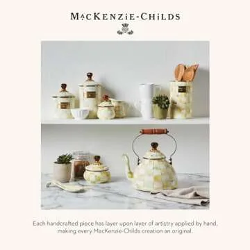 MacKenzie-Childs Large Parchment Check Enamel Canister