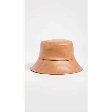 Lack of Color Women's Vegan Leather Wave Bucket Hat, Tan, SM/MD