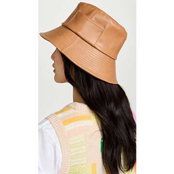 Lack of Color Women's Vegan Leather Wave Bucket Hat, Tan, SM/MD