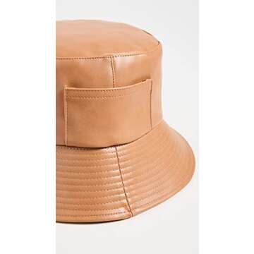 Lack of Color Women's Vegan Leather Wave Bucket Hat, Tan, SM/MD