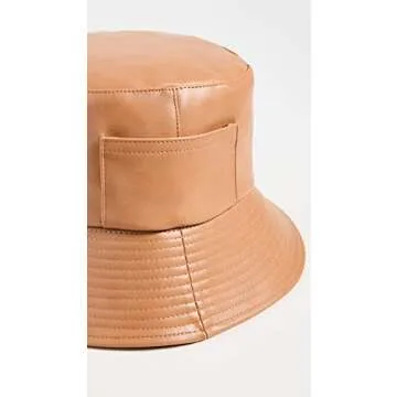Lack of Color Women's Vegan Leather Wave Bucket Hat, Tan, SM/MD