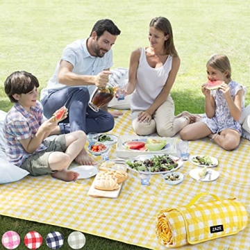 ZAZE Extra Large Picnic Blankets, 80''x80'' Washable Waterproof Foldable Oversized Compact Picnic Ma...
