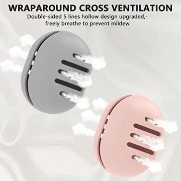 Fauxomor 2 Pcs Makeup Sponge Holder,Double-Sided Breathable Silicone Beauty Blender Holder for Travel or Daily,Shatterproof Make-up Travel Case Quick Drying Easy to Carry,Grey+Pink