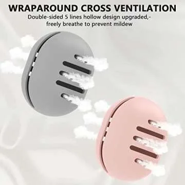 Fauxomor 2 Pcs Makeup Sponge Holder,Double-Sided Breathable Silicone Beauty Blender Holder for Travel or Daily,Shatterproof Make-up Travel Case Quick Drying Easy to Carry,Grey+Pink