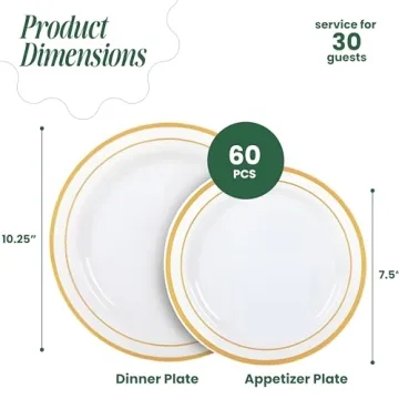 Aya's Elegant Gold Rimmed Disposable Plates for Parties