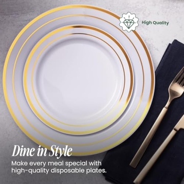 Aya's Elegant Gold Rimmed Disposable Plates for Parties