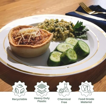 Aya's Elegant Gold Rimmed Disposable Plates for Parties