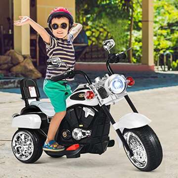 HONEY JOY Kids Motorcycle, 6V Battery Powered Toddler Chopper Motorbike Ride On Toy w/Horn & Headlig...