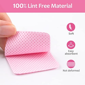 Lint Free Nail Wipes 1080Pcs with Push Down Pump Dispenser Bottle 6oz/200ml, Disposable Lint Free Nail Polish Remover Pads Kit for Gel Polish Acrylic Nail Remover, Pink