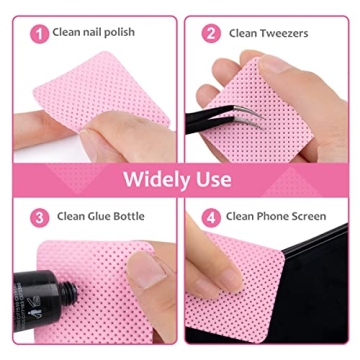 Lint Free Nail Wipes 1080Pcs with Push Down Pump Dispenser Bottle 6oz/200ml, Disposable Lint Free Nail Polish Remover Pads Kit for Gel Polish Acrylic Nail Remover, Pink