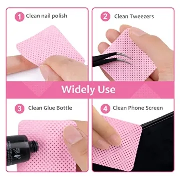 Lint Free Nail Wipes 1080Pcs with Push Down Pump Dispenser Bottle 6oz/200ml, Disposable Lint Free Nail Polish Remover Pads Kit for Gel Polish Acrylic Nail Remover, Pink