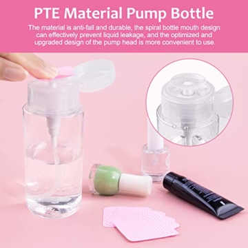 Lint Free Nail Wipes 1080Pcs with Push Down Pump Dispenser Bottle 6oz/200ml, Disposable Lint Free Nail Polish Remover Pads Kit for Gel Polish Acrylic Nail Remover, Pink