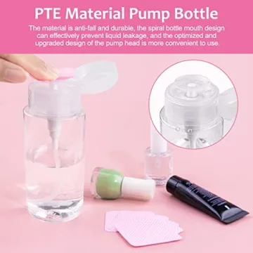 Lint Free Nail Wipes 1080Pcs with Push Down Pump Dispenser Bottle 6oz/200ml, Disposable Lint Free Nail Polish Remover Pads Kit for Gel Polish Acrylic Nail Remover, Pink