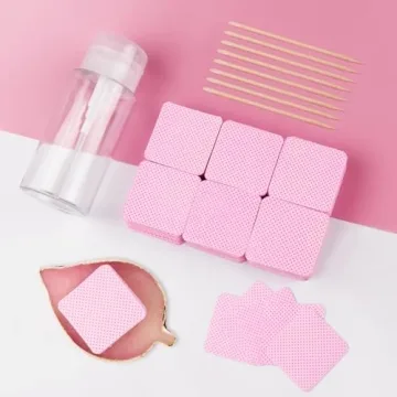 Lint Free Nail Wipes 1080Pcs with Push Down Pump Dispenser Bottle 6oz/200ml, Disposable Lint Free Nail Polish Remover Pads Kit for Gel Polish Acrylic Nail Remover, Pink
