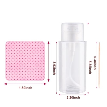 Lint Free Nail Wipes 1080Pcs with Push Down Pump Dispenser Bottle 6oz/200ml, Disposable Lint Free Nail Polish Remover Pads Kit for Gel Polish Acrylic Nail Remover, Pink