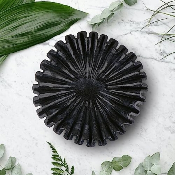 Elegant Handmade Black Marble Ruffle Bowl for Gifts
