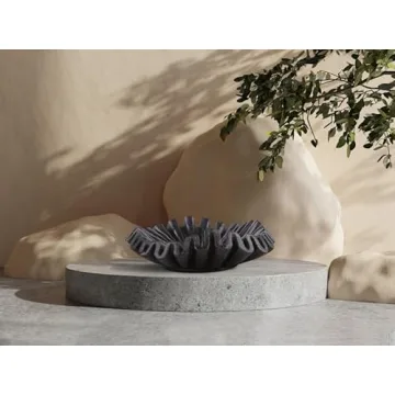 Elegant Handmade Black Marble Ruffle Bowl for Gifts