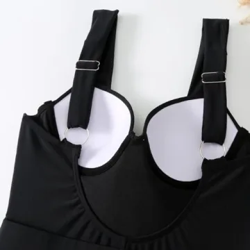 IDOPIP Women's One Piece Swimsuit with Cover up Beach Skirt Floral Printed Swimsuit Bathing Suit Ruffle V-Neck Monokini Swimwear Sarong Coverups Two Piece Bikini Set Beachwear Black M