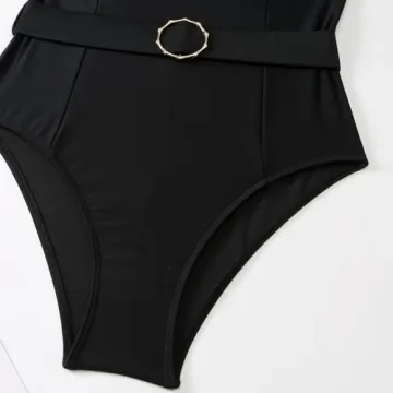 IDOPIP Women's One Piece Swimsuit with Cover up Beach Skirt Floral Printed Swimsuit Bathing Suit Ruffle V-Neck Monokini Swimwear Sarong Coverups Two Piece Bikini Set Beachwear Black M