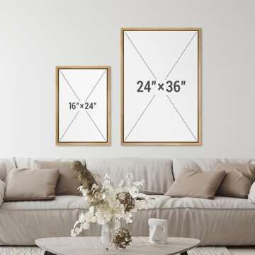 SIGNFORD Framed Canvas Print Wall Art Set Tranquil Lake at Dusk Illustration Modern Art Decorative Nordic Minimal Zen for Living Room, Bedroom, Office - 24"x36"x3 Natural