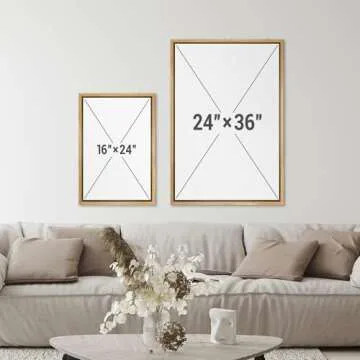 SIGNFORD Framed Canvas Print Wall Art Set Tranquil Lake at Dusk Illustration Modern Art Decorative Nordic Minimal Zen for Living Room, Bedroom, Office - 24"x36"x3 Natural