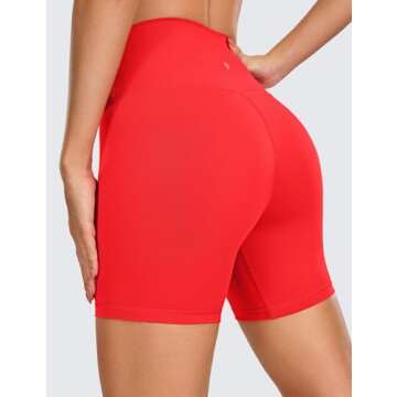 CRZ YOGA Women's Naked Feeling Biker Shorts - 6 Inches High Waist Yoga Workout Running Gym Spandex D...