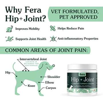 Fera Pet Organics Health Essentials Supplement Bundle for Dogs and Cats, Includes: 16 Oz Omega 3 Fish Oil with EPA & DHA, 60 Scoops Organic Probiotics with Prebiotics, 90 Hip & Joint Soft Chews