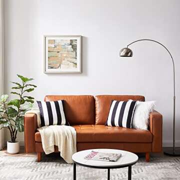 Nestinco Set of 2 Striped Pillow Covers Black and White Square Decorative Throw Pillow Covers 18 x 18 inches for Sofa Couch Bed Decor