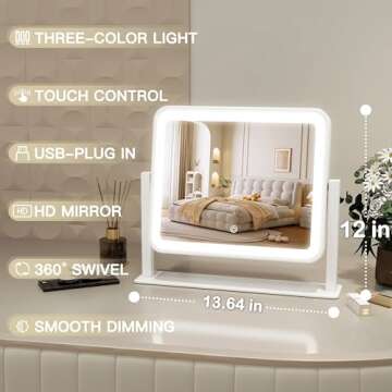 Compact ROLOVE Vanity Mirror with Smart LED Lights