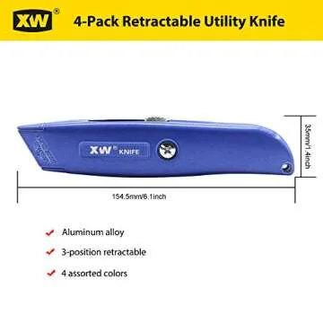 Ergonomic XW Retractable Utility Knife with 10 Blades