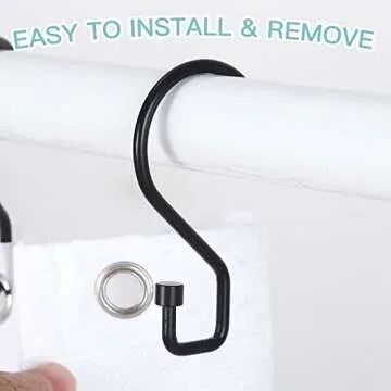 Goowin Rustproof S Shape Shower Curtain Hooks - 12 Pcs