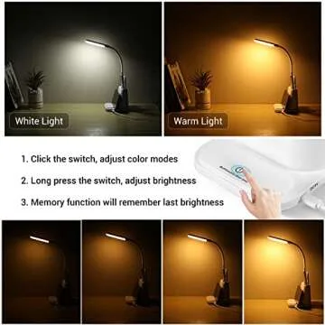 LED Desk Lamp, NovoLido Rechargeable Lamp with USB Charging Port/Pen Holder/Phone Holder, Small Study Cute for Kids/Home/Office/Dorm, Flexible Portable Bedside Table Reading (White)