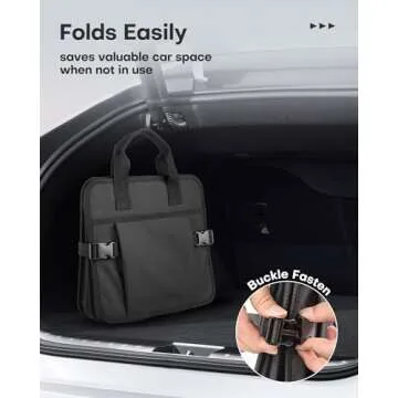 HOTOR Trunk Organizer for Car - Water-Resistant Car Organizer, Trunk Organizer for SUV, Multi-Compartment Car Organization, Car Accessories with Handles and Buckles, Black, 22.44"×12.80"×10.83"