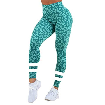 Fazortev Women's Leopard Print Leggings Butt Lifting High Waist Yoga Pants Tummy Control Workout Tig...