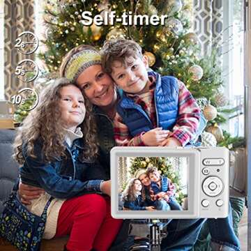 YEEIN Digital Camera, Rechargeable 30MP Point and Shoot Camera with 32GB Card 18X Digital Zoom, Compact Camera for Kids Teens Aldults Elders (Silver)