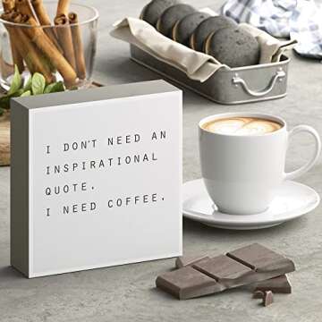 Barnyard Designs Coffee Sign, Inspirational Wood Box Sign, Funny Office Kitchen Desk Decoration Home...