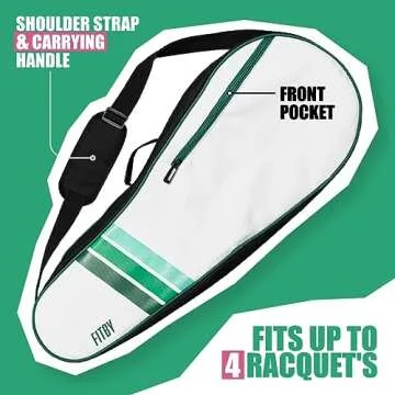 Fitby Tennis Bag- Durable Tennis Bags for Men and Women- Lightweight Tennis Racket Bag- Versatile Bags for Beginners and Professional Tennis Players- Roomy Interior Tennis Bags (White)