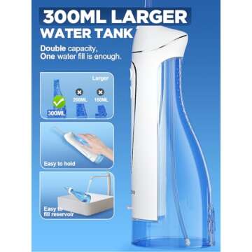 Oralfree Cordless Water Dental Flosser - 4 Modes Portable Flosser