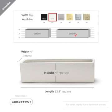 WGVI Long Rectangle Ceramic Planter Vase in White 14" x 4" x 4"H, Rectangular Box Block Terrarium Po...