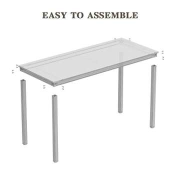Teraves Computer Desk/Dining Table Office Desk Sturdy Writing Workstation for Home Office (55.11“, White+Golden Frame)