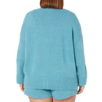 The Drop Women's Brigitte Chunky Button Front Pocket Ribbed Cardigan, Arctic Blue, L