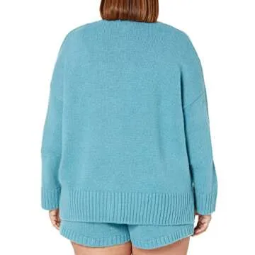 The Drop Women's Brigitte Chunky Button Front Pocket Ribbed Cardigan, Arctic Blue, L