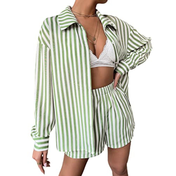 Floerns Women's Chic 2 Piece Striped Outfit for Summer