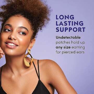 Lobe Miracle Plus Kit - Clear Earring Support Patches & Included Antiseptic Wipes - Earring Backs for Droopy Ears - Ear Care Products for Heavy Earring Support (60 Patches & 30 Swabs)