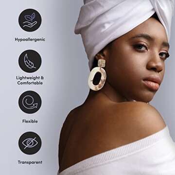 Lobe Miracle Plus Kit - Clear Earring Support Patches & Included Antiseptic Wipes - Earring Backs for Droopy Ears - Ear Care Products for Heavy Earring Support (60 Patches & 30 Swabs)