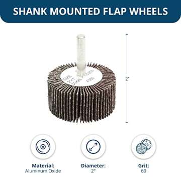 Benchmark Abrasives 2" x 1" Aluminum Oxide Flap Wheel with 1/4" Shank Mounted, Perfect for Woodworking Grinding Polishing Rust Paint Removal (10 Pack) - 60 Grit