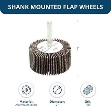 Benchmark Abrasives 2" x 1" Aluminum Oxide Flap Wheel with 1/4" Shank Mounted, Perfect for Woodworking Grinding Polishing Rust Paint Removal (10 Pack) - 60 Grit