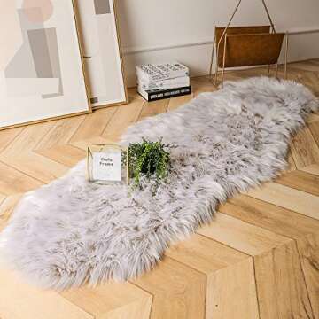 Ashler faux fur rug, Fluffy Shaggy Area Rug Ultra Soft 2 x 6 Feet Sheepskin Fur Rug, Frosted Bottom ...
